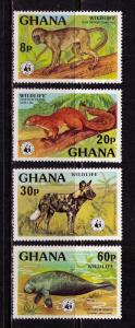 GHANA Sc# 621 - 624 MNH FVF Set4 WWF Squirrel Manatee Dog