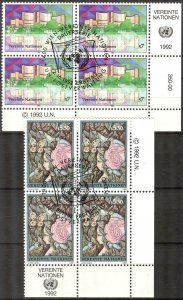 United Nations / Vienna 1992 Birds Butterflies Roses 2 Blocks of 4 Used CTO