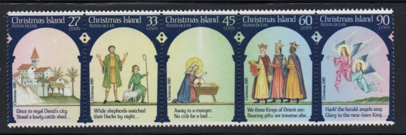 Christmas Island Sc  178a 1985 Christmas stamp strip mint NH