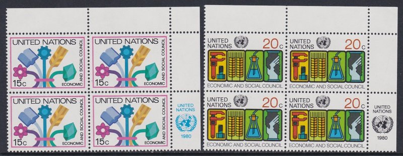 341-42 United Nations 1980 Economic and Social Council Inscription Block MNH