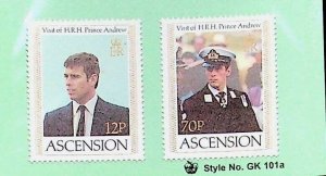 ASCENSION Sc 349a-b NH ISSUE OF 1984 - FROM SOUVENIR SHEET - (JS23)