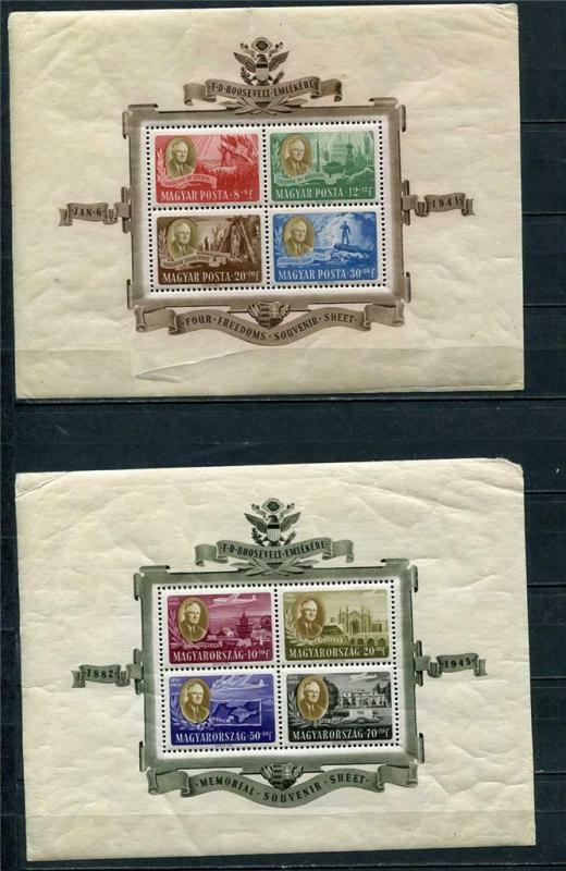 Hungary 1947 Memorial Sheets Mi Block 10an11 Sc B198 CV $281 MNH/MH F.Roosevelt