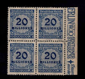 Germany Scott 287 MNH**  hyper inflation Right Margin stamp block