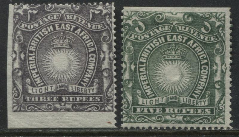 British East Africa 1890 3 & 5 rupees mint o.g.