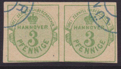 HANNOVER GERMANY - an old forgery of a classic stamp - pair 3pf.............5517