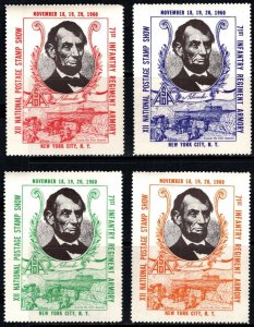 1960 US Poster Stamp XII National Postage Stamp Show November 18-20 Set/4 MNH