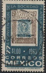 MEXICO Scott 937 Used stamp on stamp, stamp