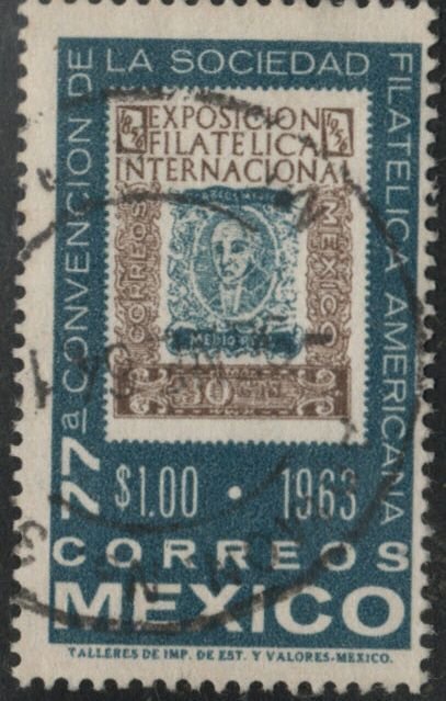 MEXICO Scott 937 Used stamp on stamp, stamp