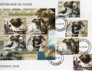 Chad 2012 Sir Winston Churchill/Atom/Nuclear/Bird/Queen Set+Shlt.Perforated FDC