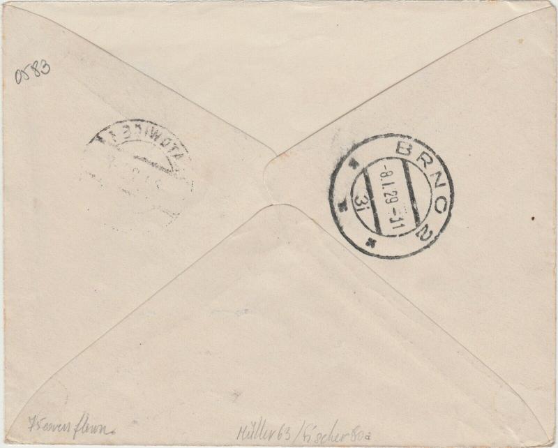 POLOGNE / POLAND 1929 (Jan 8) RARE 1st Air Mail Flight Cover KATOWICE-BRNO