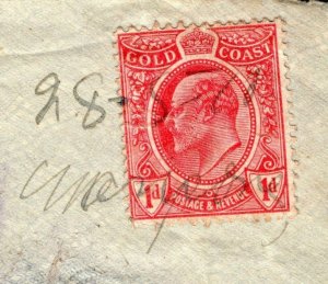 GOLD COAST KEVII Cover RARE *Mampong*Manuscript Pen Cancel 1910 Dodowa CDS MC294