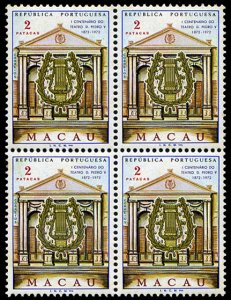 Macao #428 Cat$40, 1972 Pedro V Theater, block of four, never hinged, light g...