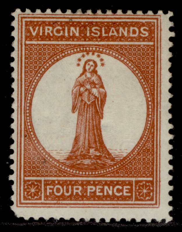 BRITISH VIRGIN ISLANDS QV SG37, 4d brown-red, M MINT. Cat £45. 