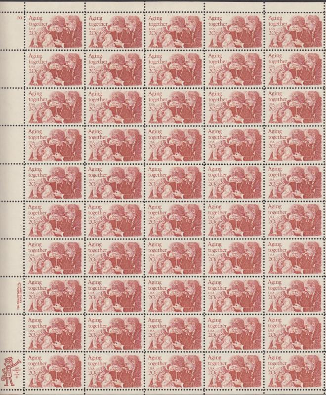 US #2011  Aging Together  Full sheet of 50  MNH