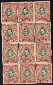 KENYA UGANDA & TANGANYIKA 1938 KGVI BIRDS 20C MNH ** BLOCK PERF 13.25 X 13.75