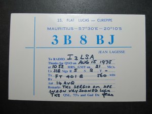 5618 Amateur Radio QSL Card Curepipe Mauritius