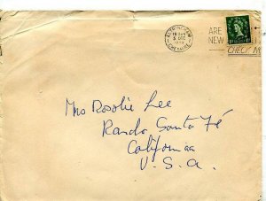 Great Britain 1955 Cover Revenue stamp from Altrincham Cheshire to USA 9508