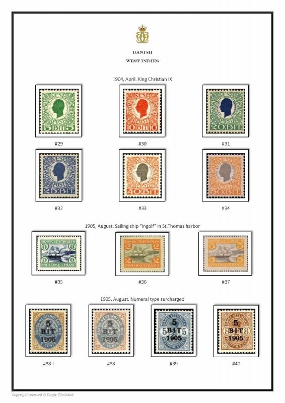 DANMARK DANISH WEST INDIES 1856-1916 PDF (DIGITAL) STAMP ALBUM PAGES