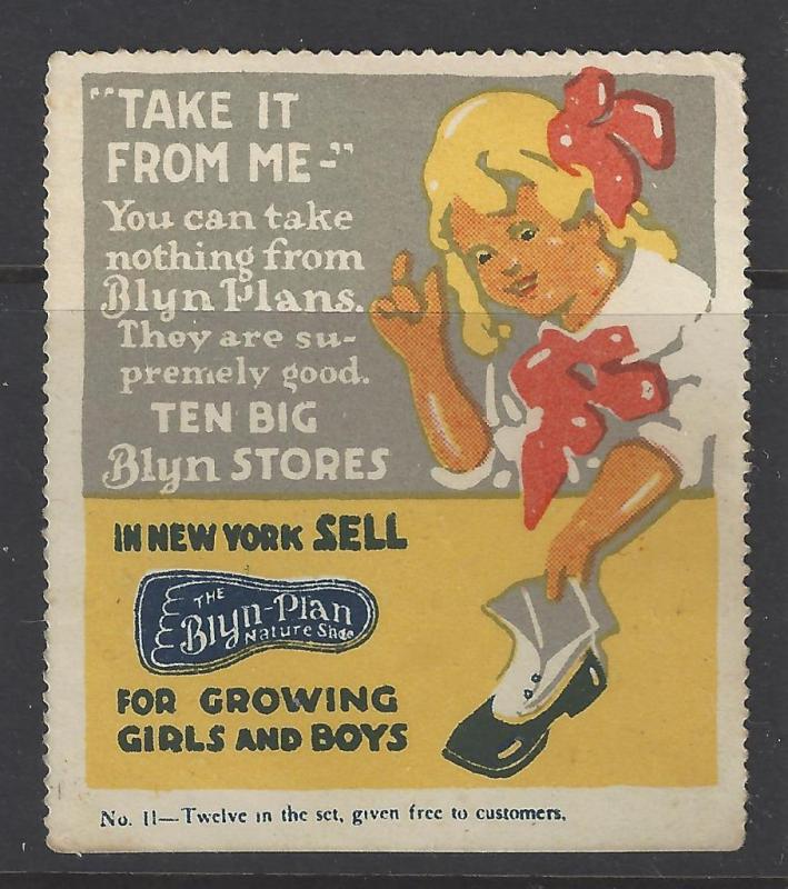 Early 1900s Blyn Plan Shoe Stores, NYC  Advertisement Poster Stamp - (AV58)