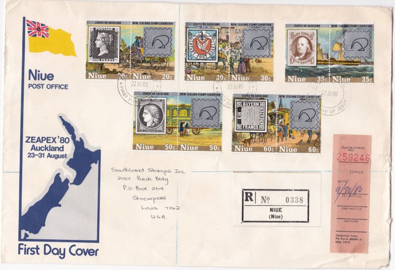 Niue # 241-245, Sir Rowland Hill, Stamp on Stamp, First Day Cover