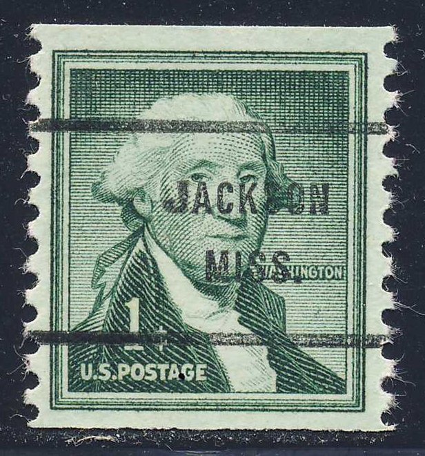Jackson MS, 1054-61 Bureau Precancel, 1¢ coil Washington