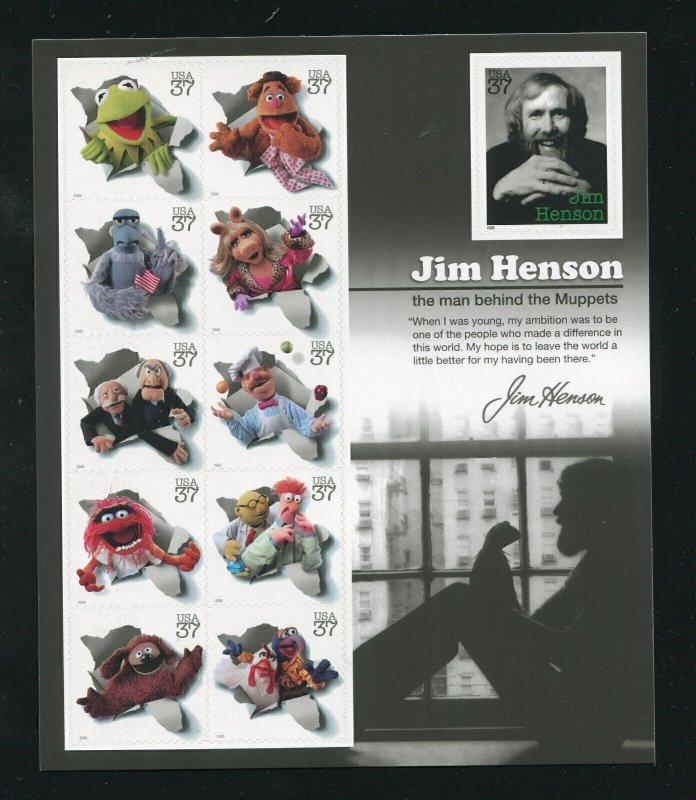 3944 Jim Henson Muppets Sheet of 11 37¢ Stamps MNH