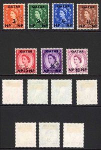 Qatar SG20/26 1960 QEII Set of 7 with Surcharge Used Wmk Mult Crown