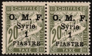 ✔️ FRANCE COLONY SYRIE 1920 - POSTAGE DUE PAIR - Sc. J6 MNH ** OG $13  [3.15.5]