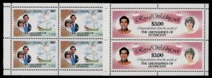 St Vincent Grenadines 209a,212a Booklet Panes MNH Prince Charles Princess Diana