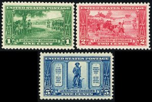 614-16, Mint NH 1-5¢ Set of Three - VERY FRESH - CV $33.50