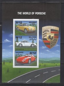 Maldives Islands  #2514   (2000 Porsche Autos sheet of 3) VFMNH CV $6.25