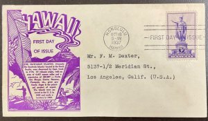 799 WSE/Dyer cachet Hawaii Territory FDC 1937