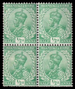 India Scott 81b Booklet Pane w/o Selvage (1911) Mint NH F-VF, CV $40.00 C