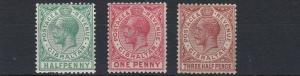 GIBRALTAR  1921 - 27    S G  89 - 91    VALUES TO 1/2D    MH  