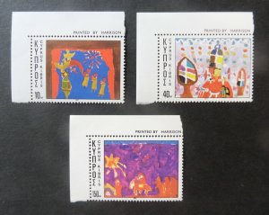 Cyprus 1977 Sc#490/492  CHRISTMAS CHILDREN'S DRAWINGS Set (3) MNH