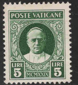 Vatican City Scott 12 MNH** 1929 Pope Piux XI  stamp