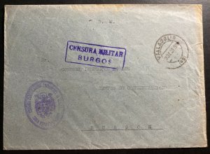 1938 Valladolid Spain POW Classi Cover to Concentration KZ Camp Inspector Burgos