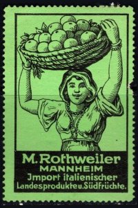 Vintage Germany Poster Stamp M. Rothweiler Importer Of Italian Regional Products