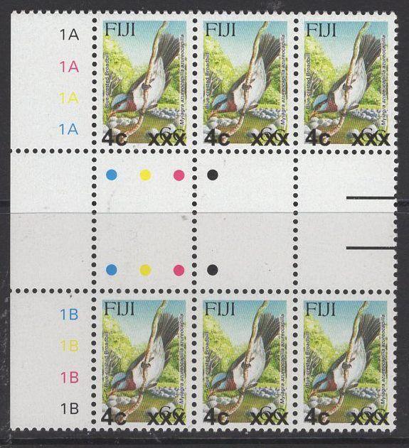 FIJI SGF1326 2009 4c on 6c BIRDS TYPE IIIa MNH BLOCK OF 6