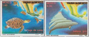 Mexico 1982 MNH Stamps Scott 1281-1282 Marine Life Animals Whales Turtles