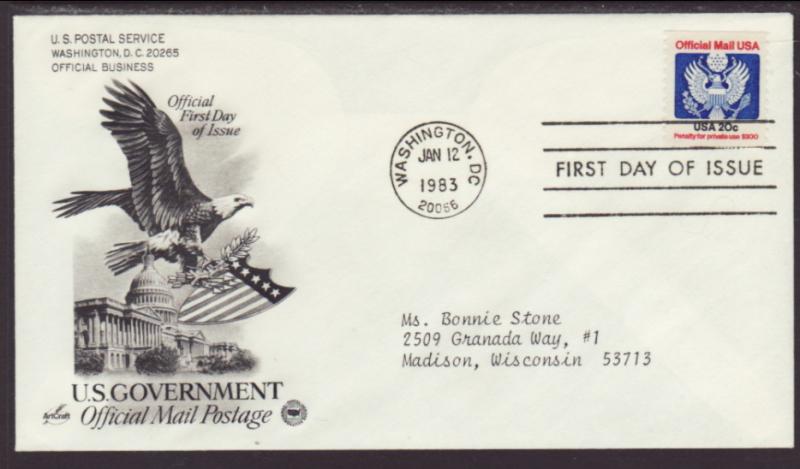 US Official 1983 PCS Typed FDC BIN