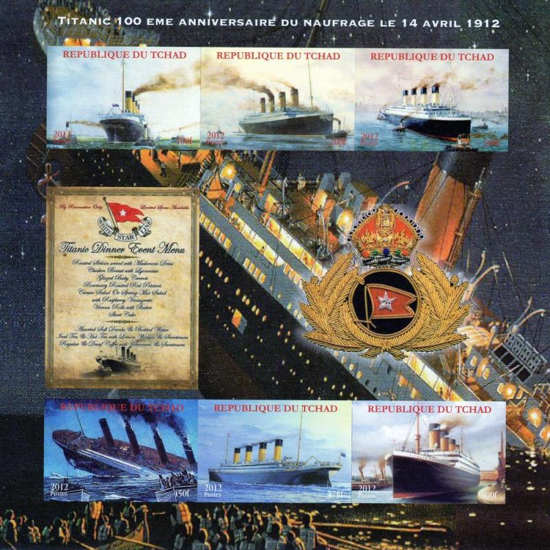 Chad 2012 Titanic Disaster 100th.Ann. Shlt(6) Imperforated  