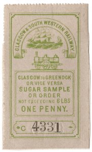 (I.B) Glasgow & South Western Railway : Sugar Sample 1d 