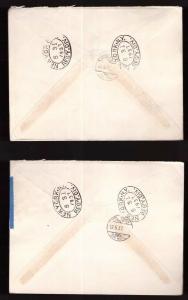 SWA, 1937 Coronation set in blocks of four on two fdc to Canada    -BM79