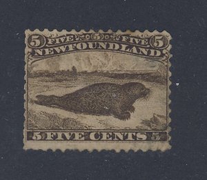 Newfoundland Brown Seal MNG Stamp #25-5c Brown MNG S.P. F Guide Value = $400.00