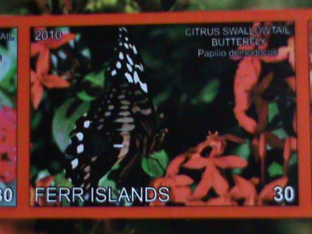 ​FERR ISLAND STAMP-2010 COLORFUL BEAUTIFUL LOVELY BUTTERFLY MNH MINI SHEET-VF