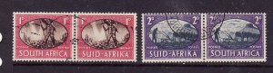 South Africa-Sc#100-1-used 1p & 2p pairs-WWII Victory-1945-