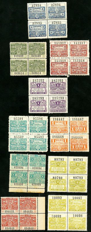 Argentina Stamps VF MNH 1915-21 Lot of 11 Revenue Blocks Santa Fe