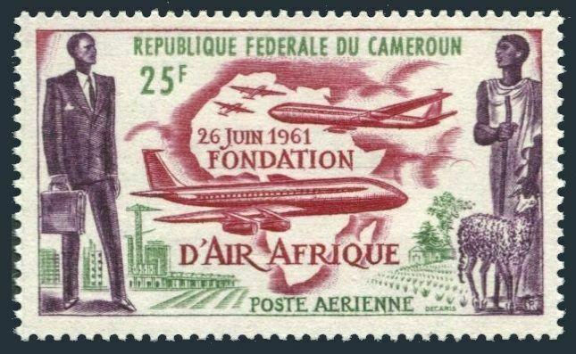 Cameroun C37,MNH.Michel 353. Air Afrique 1962.Plane Map,Sheep.