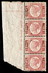 SG48, ½d rose-red PLATE 6, NH MINT. Cat £480. MARGINAL INSCRIPTION. STRIP